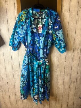 New Lesley Evers Harriett Blue Dress Garden Party Floral Womens One X NWT
